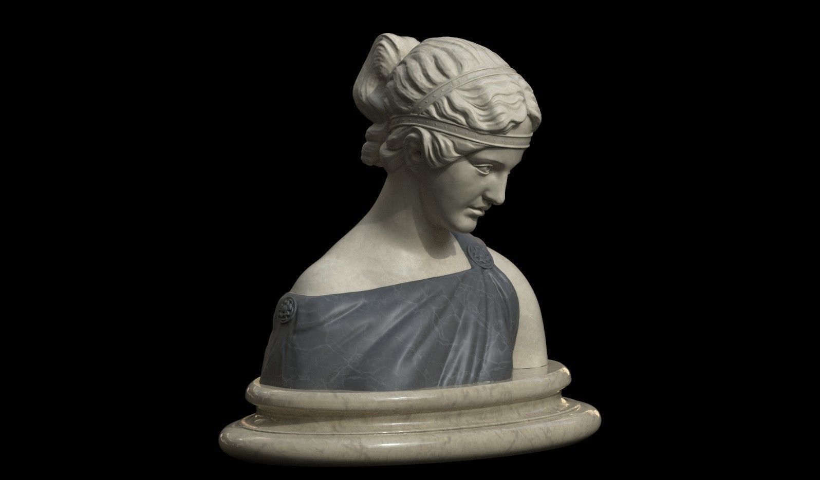 Classical Bust of a Woman Low-poly 3D model_2