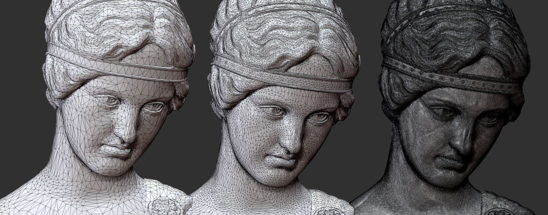 Classical Bust of a Woman Low-poly 3D model_8