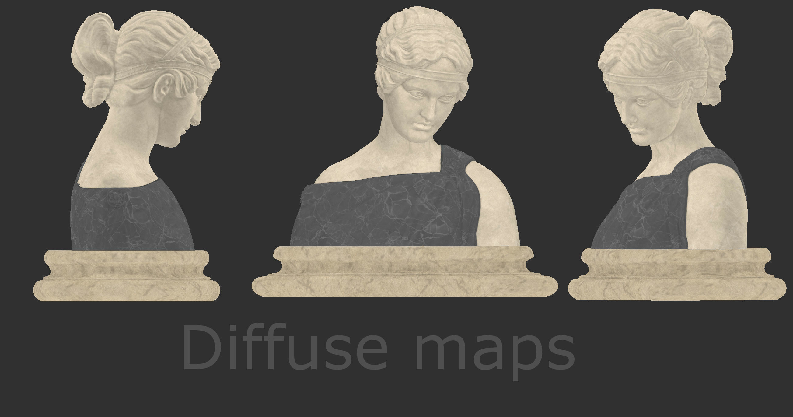 Classical Bust of a Woman Low-poly 3D model_9
