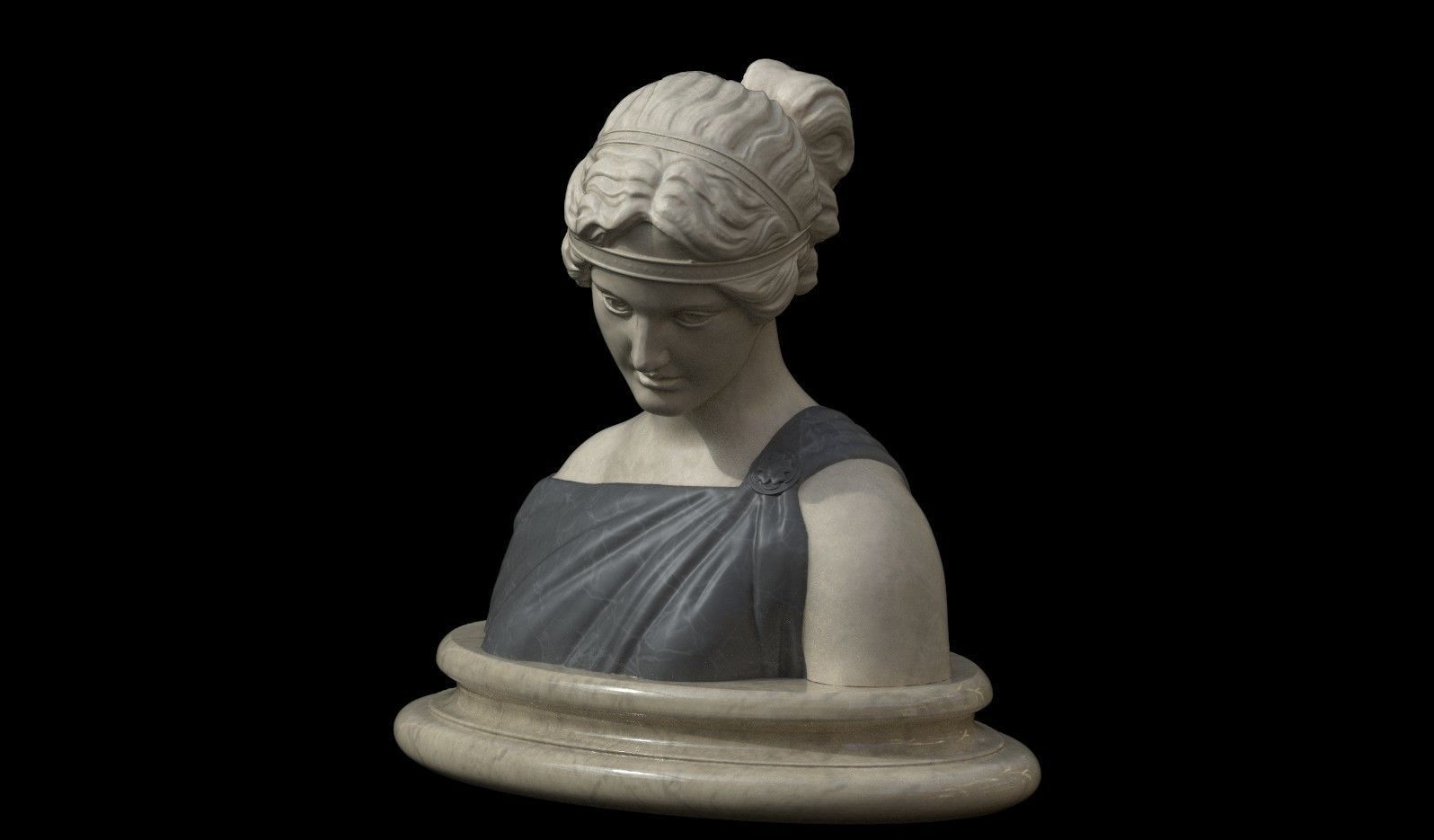 Classical Bust of a Woman Low-poly 3D model_7