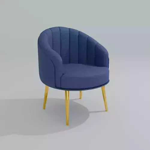 Modern Blue Fabric Accent Chair - Gold Leg Armchair