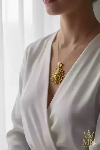 Golden Lion Sun Pendant