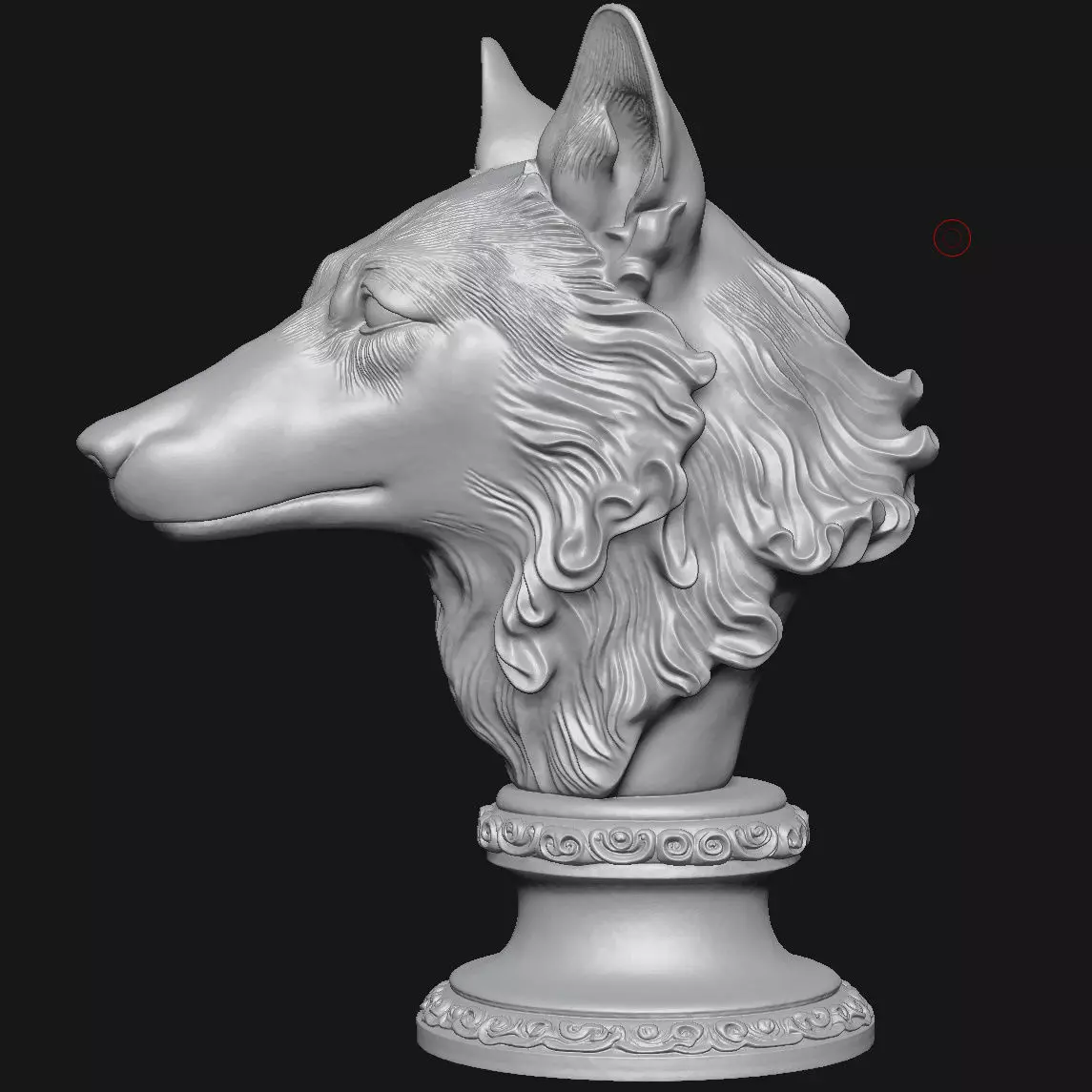 Wolf head sculpture 3D print model_5