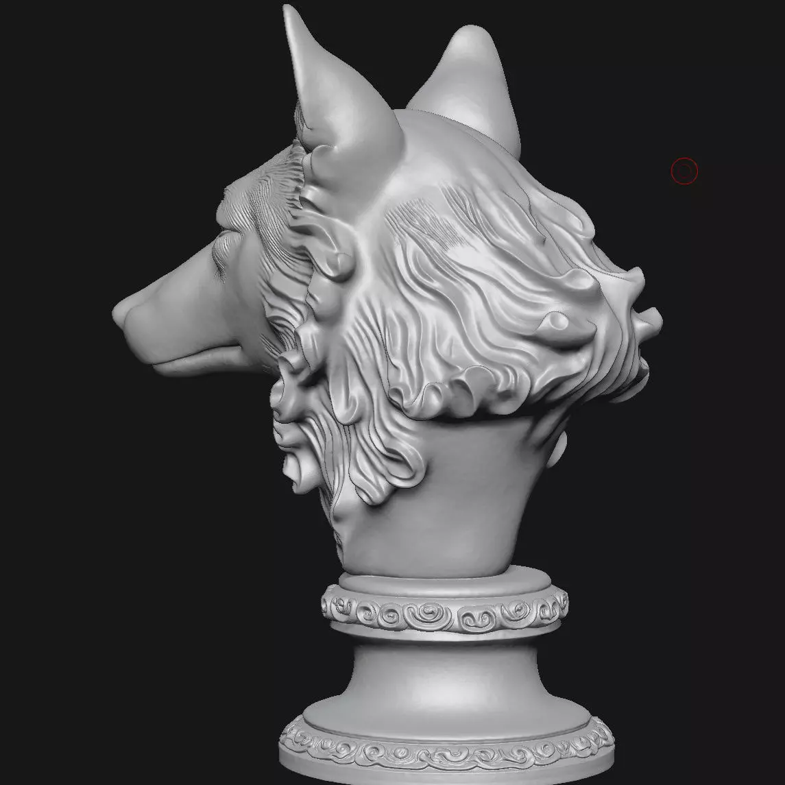 Wolf head sculpture 3D print model_4