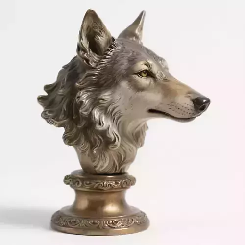 Wolf head sculpture