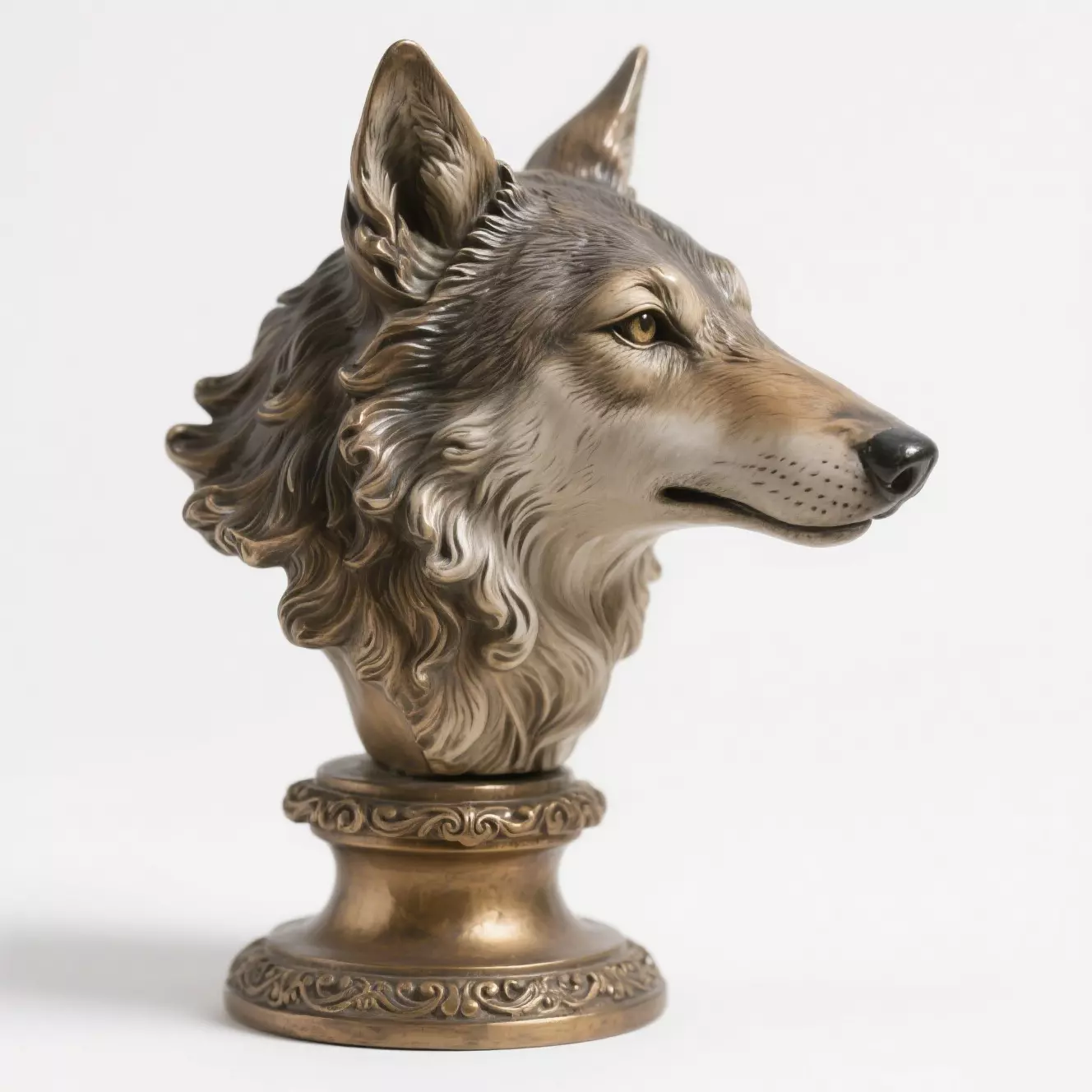 Wolf head sculpture 3D print model_0