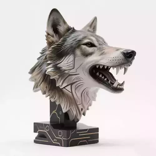 Wolf head sculpture 3D print model