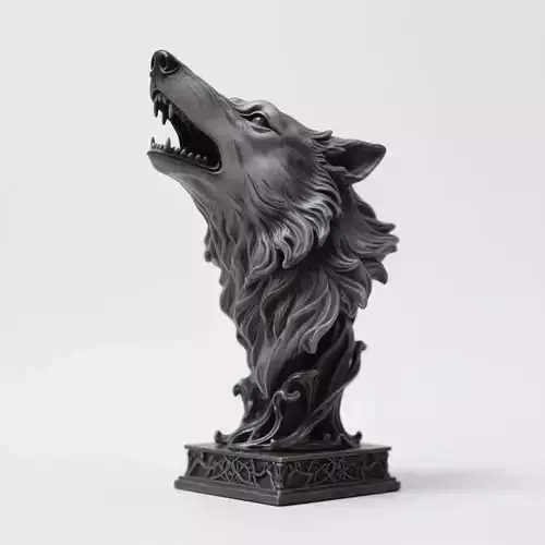Wolf head sculpture