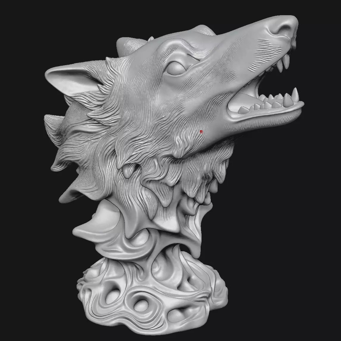 Wolf head sculpture 3D print model_10
