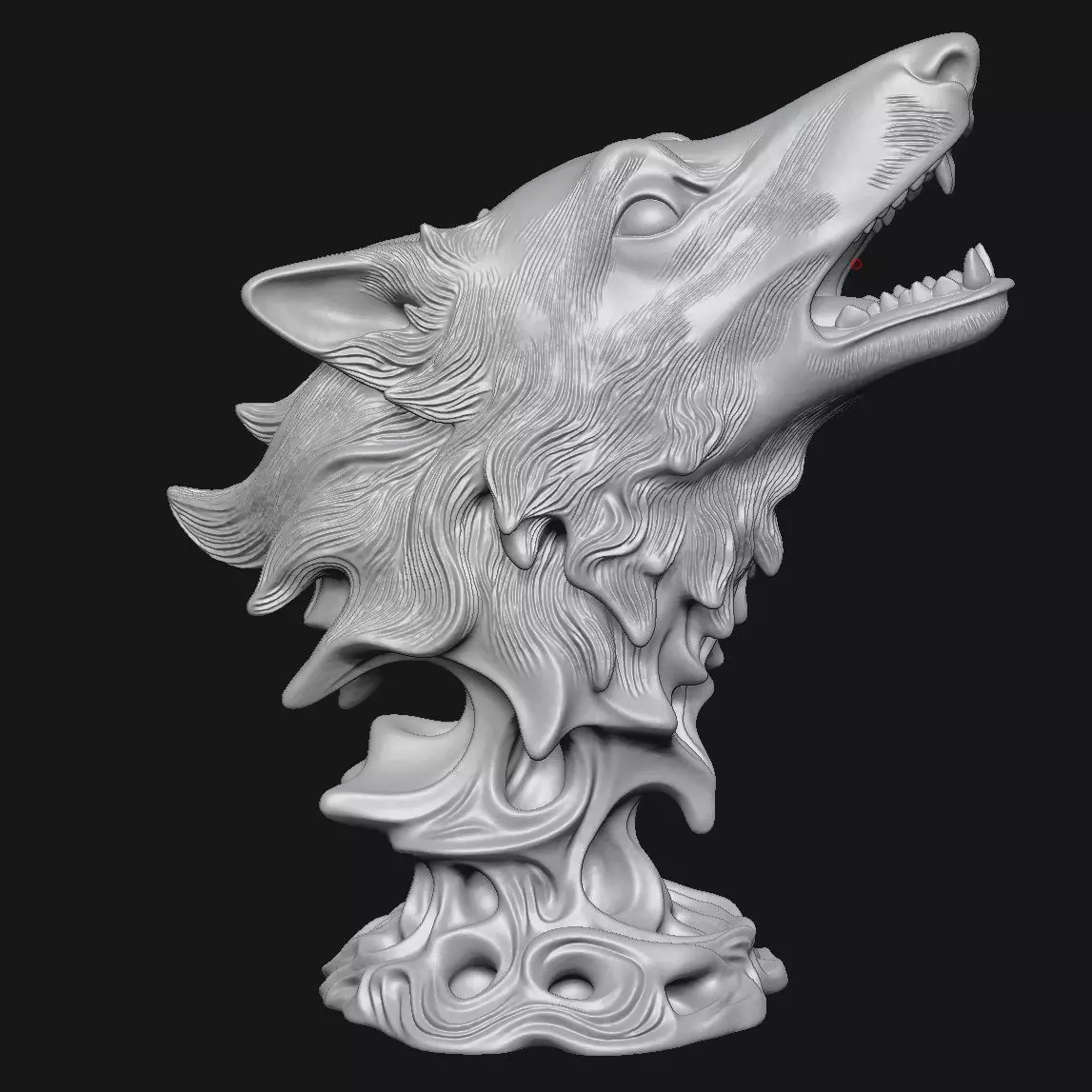 Wolf head sculpture 3D print model_3