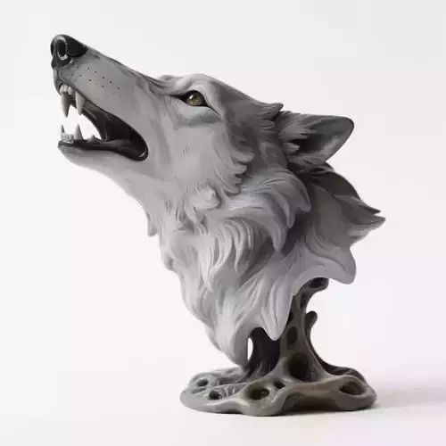 Wolf head sculpture