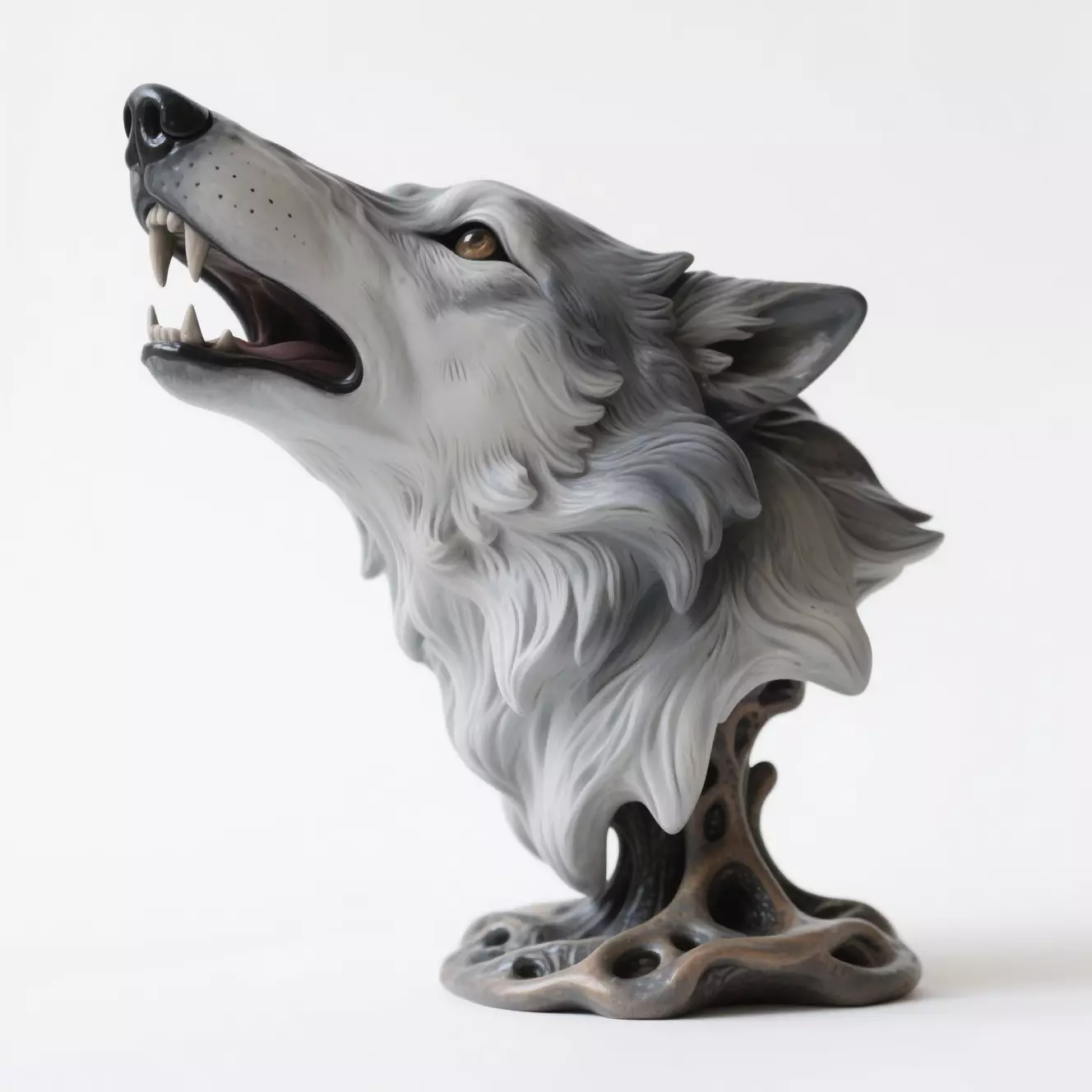 Wolf head sculpture 3D print model_0