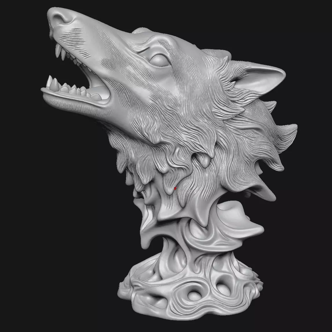 Wolf head sculpture 3D print model_11