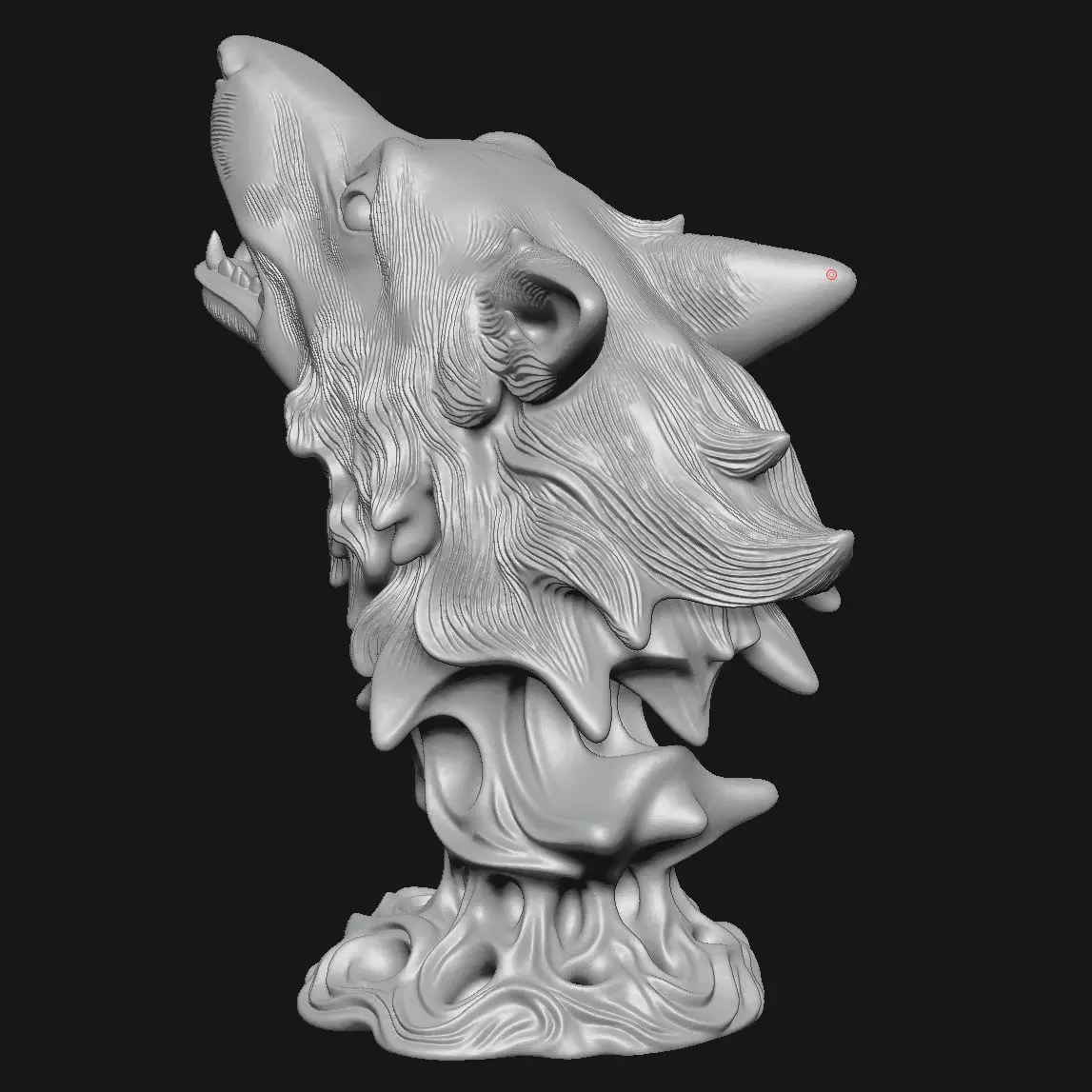 Wolf head sculpture 3D print model_6