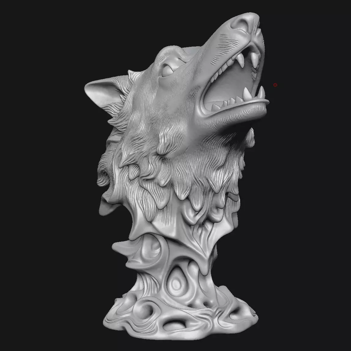 Wolf head sculpture 3D print model_2