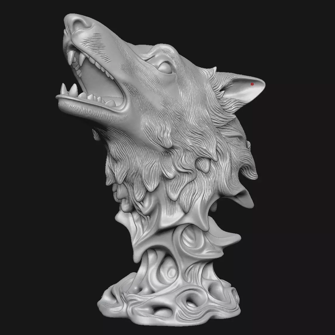 Wolf head sculpture 3D print model_8