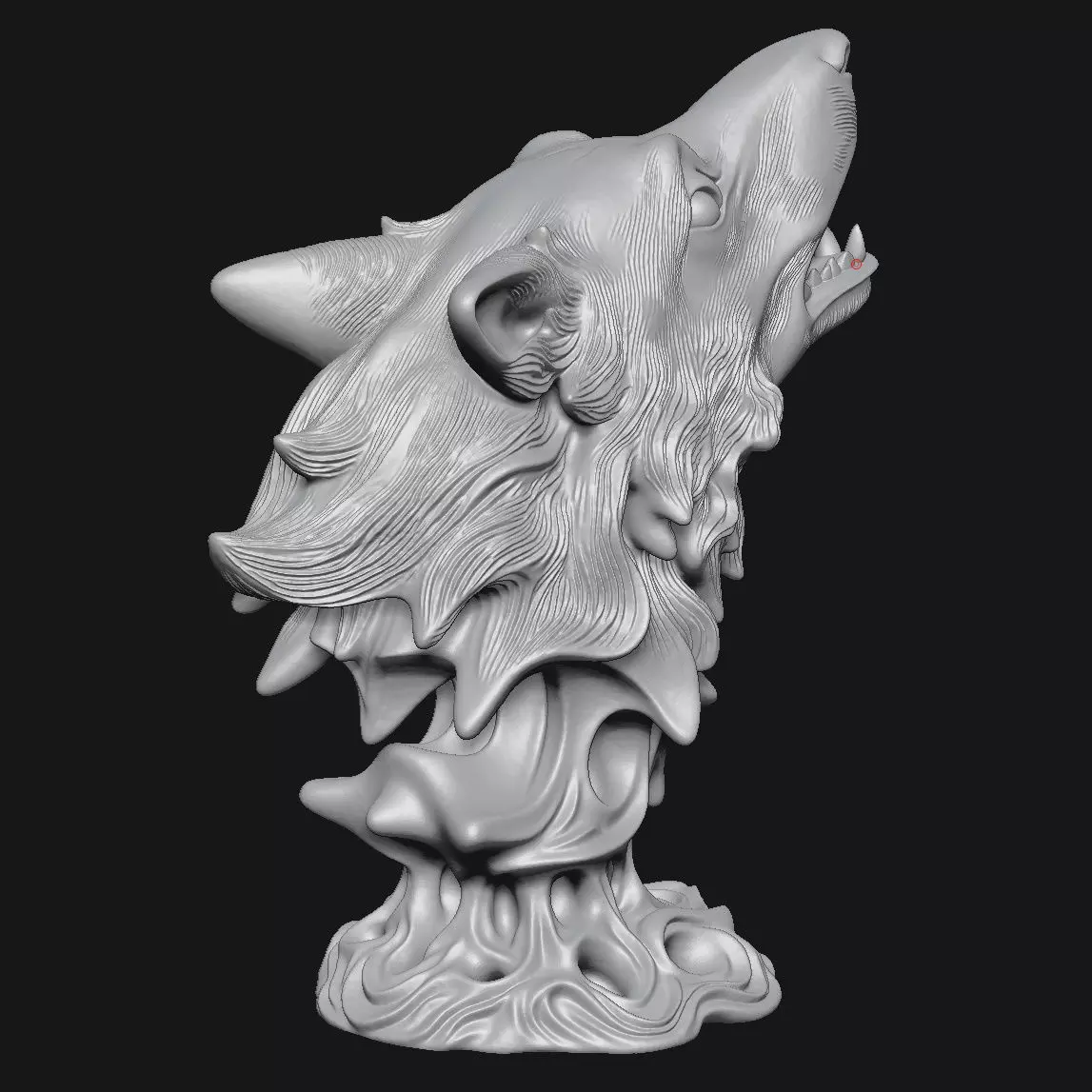 Wolf head sculpture 3D print model_4