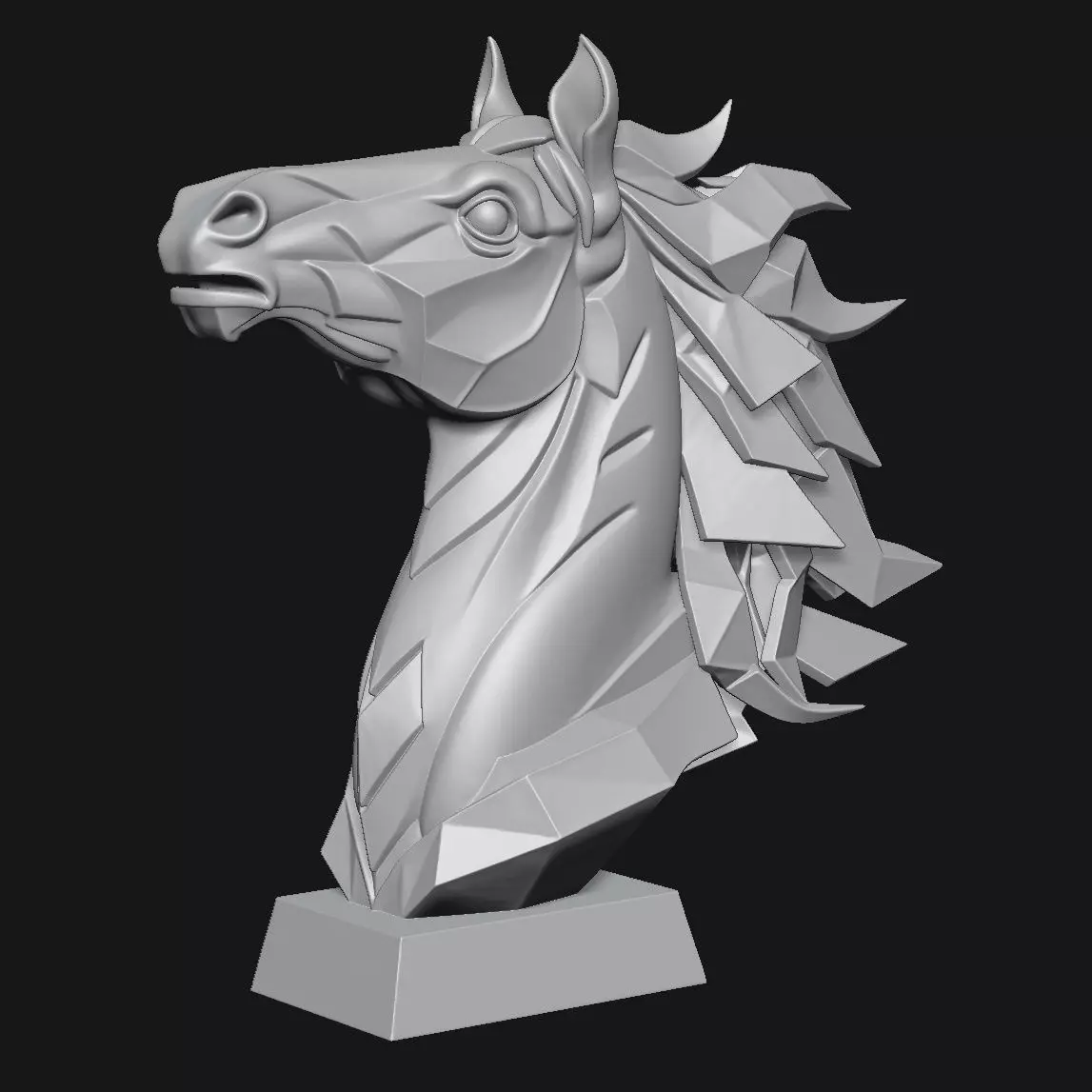 horse head sculpture 3D print model_6