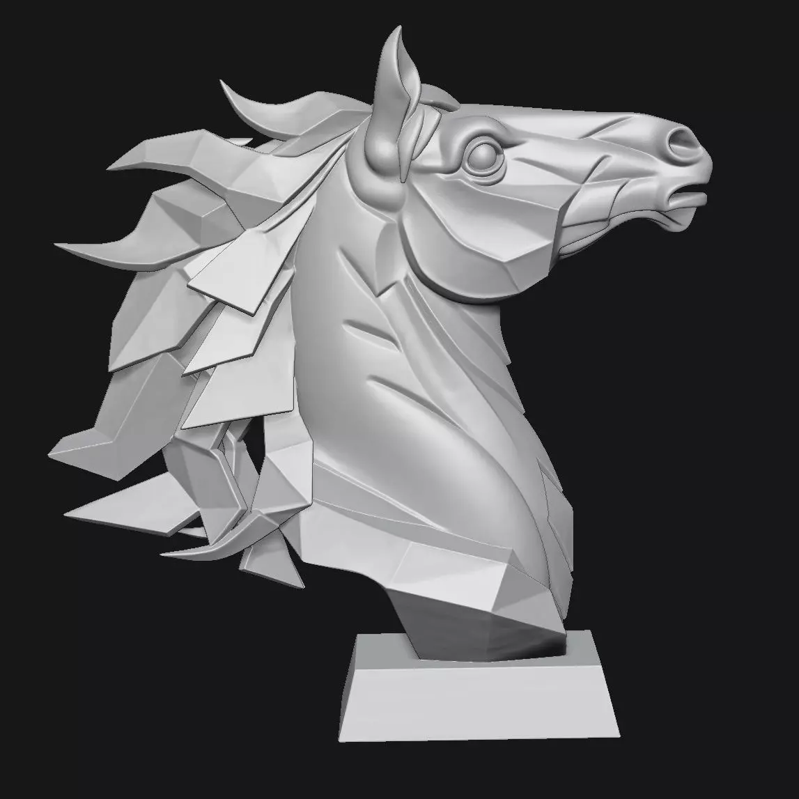 horse head sculpture 3D print model_3