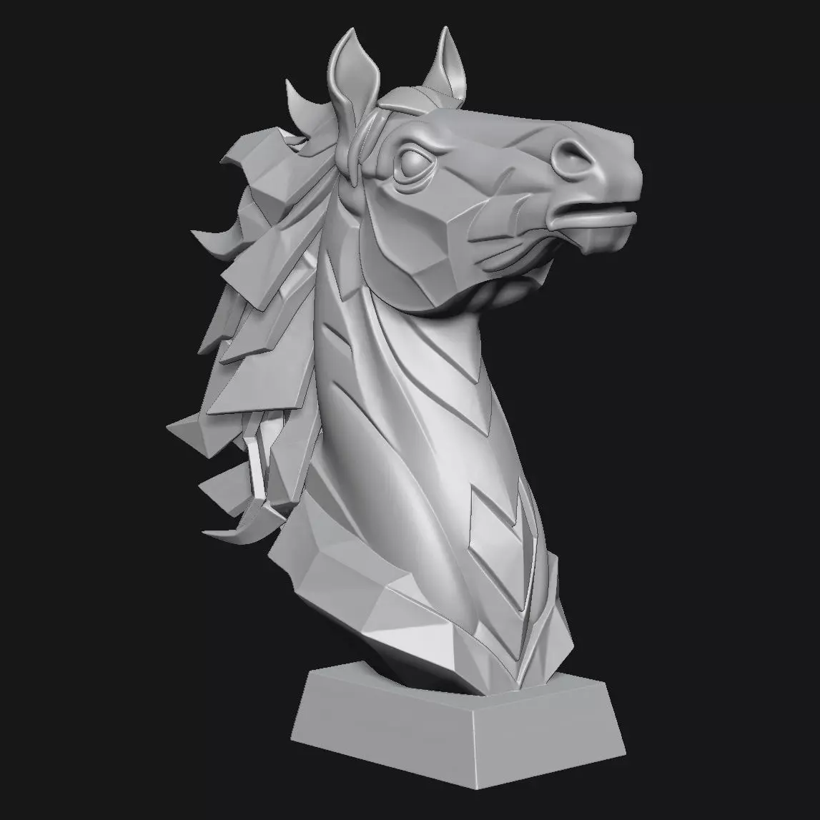horse head sculpture 3D print model_2