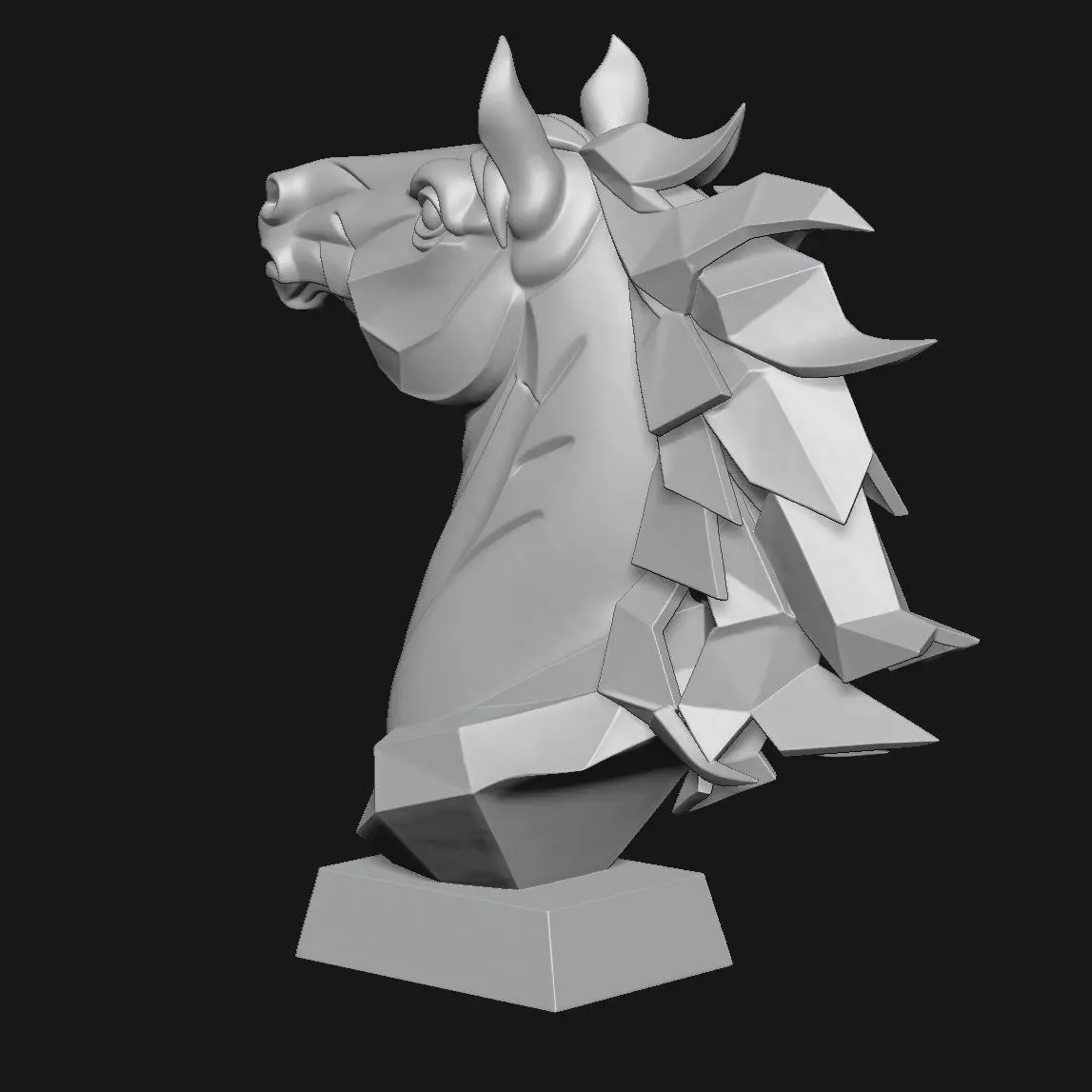 horse head sculpture 3D print model_5
