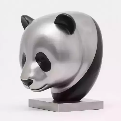 Panda head sculpture