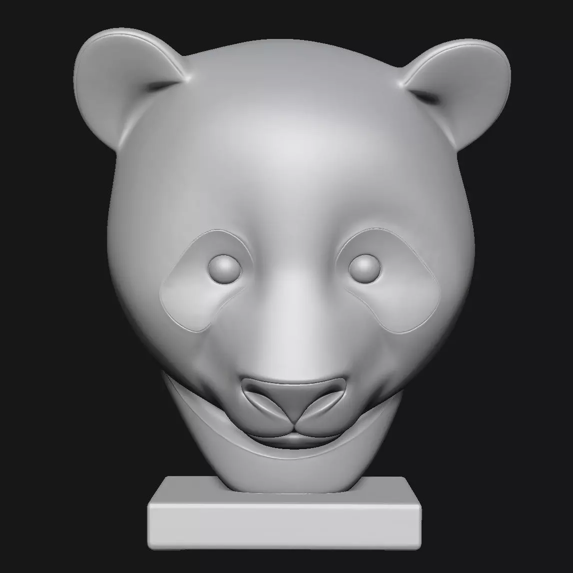 Panda head sculpture 3D print model_10