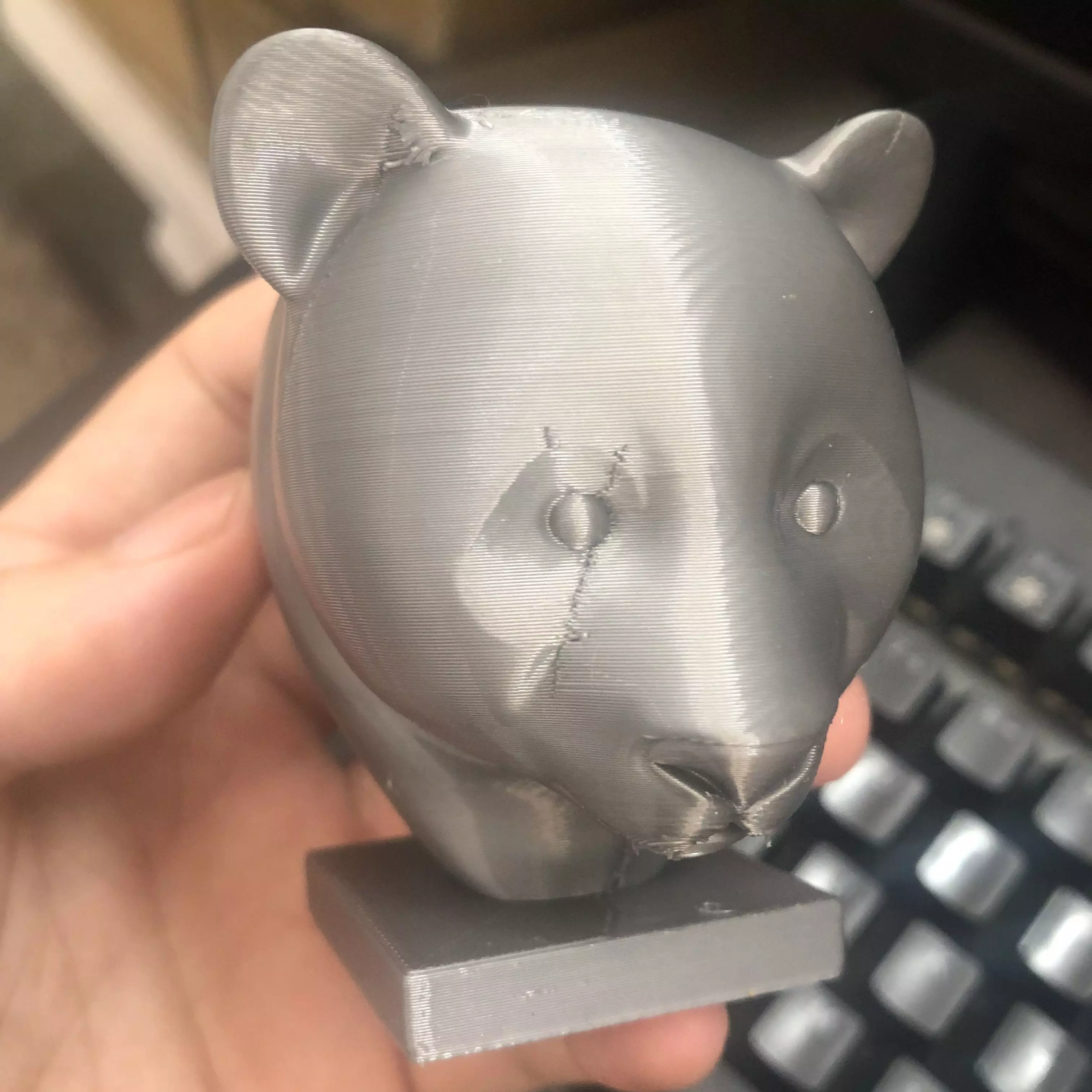 Panda head sculpture 3D print model_2