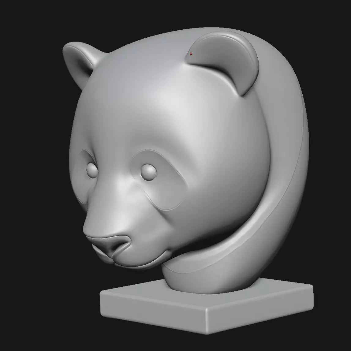 Panda head sculpture 3D print model_9