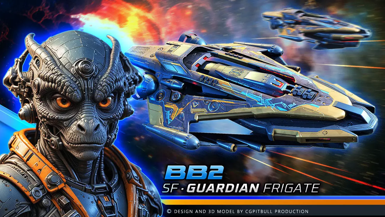 BB2 - GUARDIAN Frigate Low-poly 3D model_0