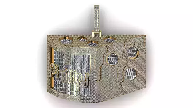 Cheese Slice Pendant 3D Model Fully Iced Out Baguette and Round