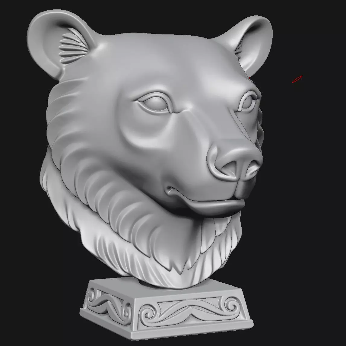 bear head sculpture 3D print model_6