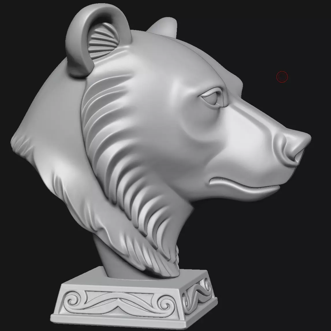 bear head sculpture 3D print model_7