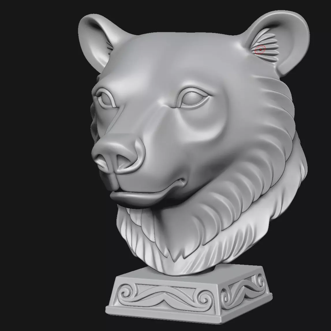 bear head sculpture 3D print model_5