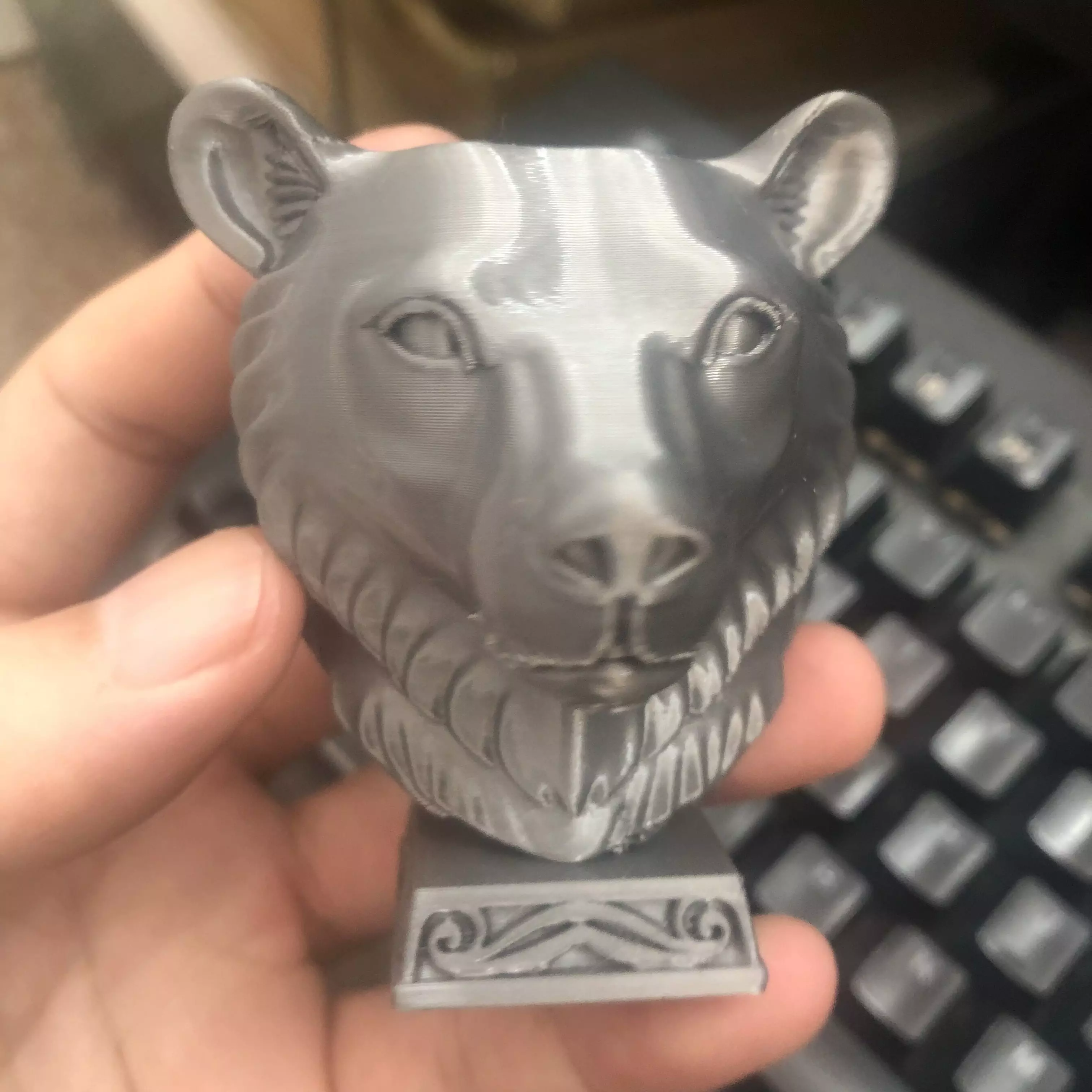 bear head sculpture 3D print model_2