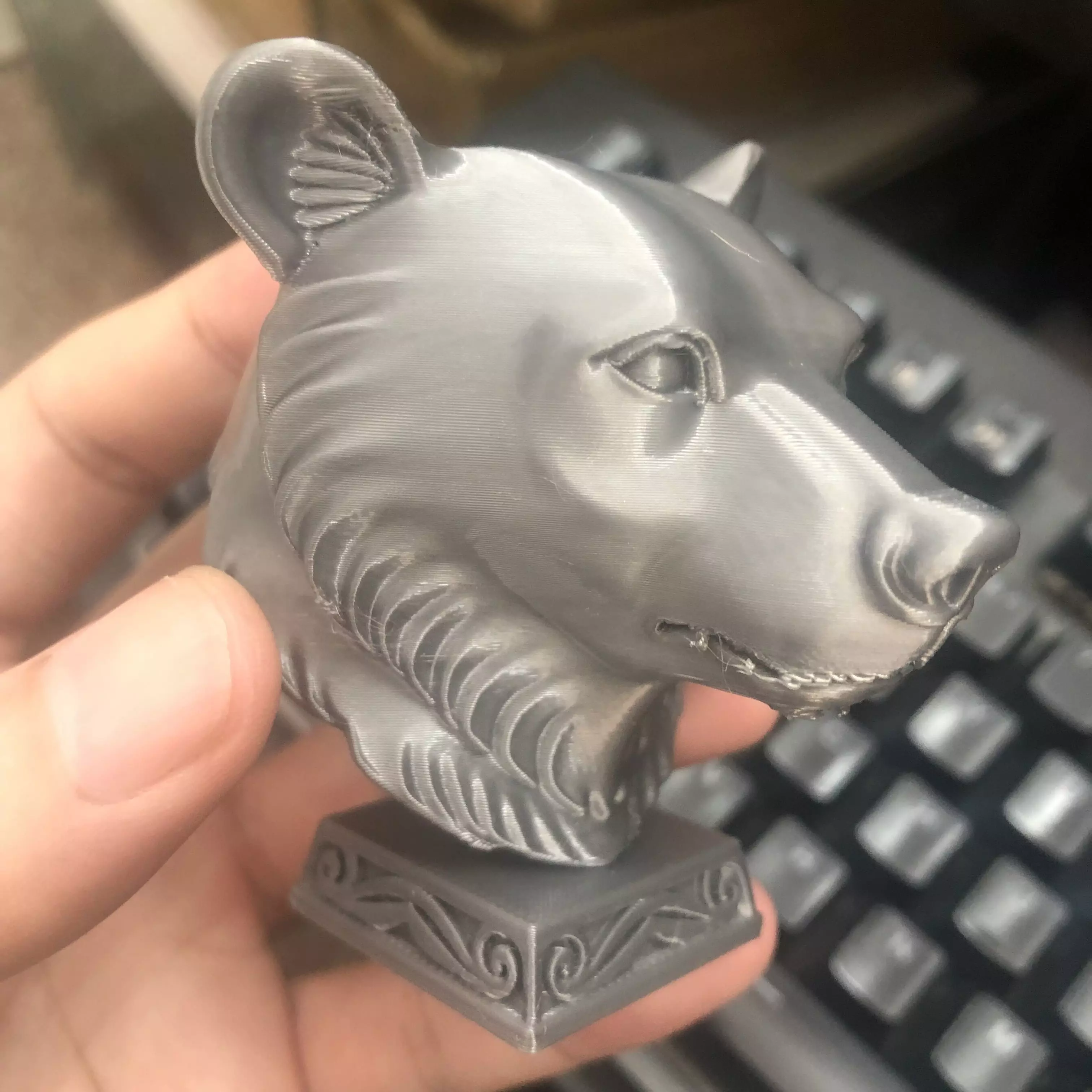 bear head sculpture 3D print model_4