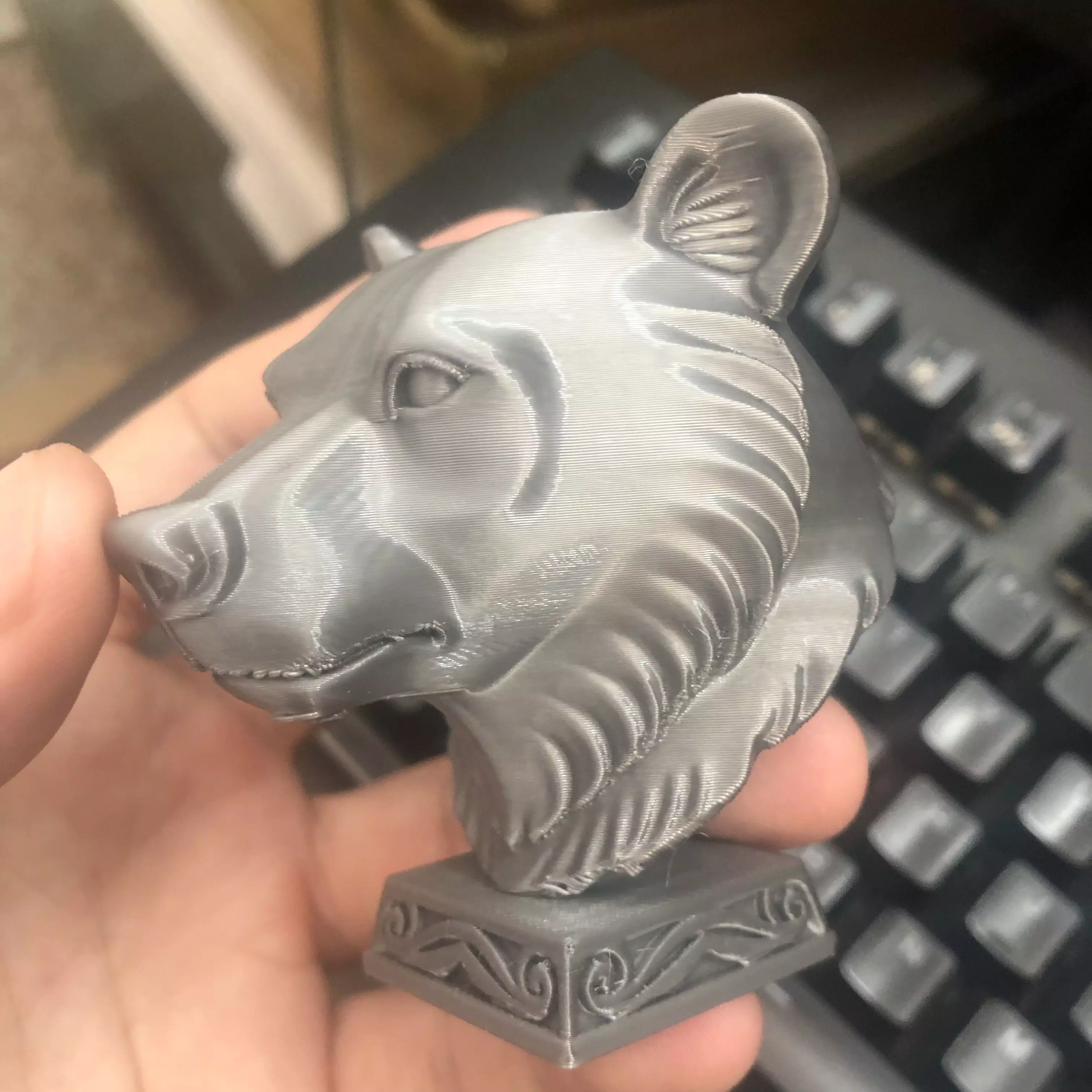 bear head sculpture 3D print model_3