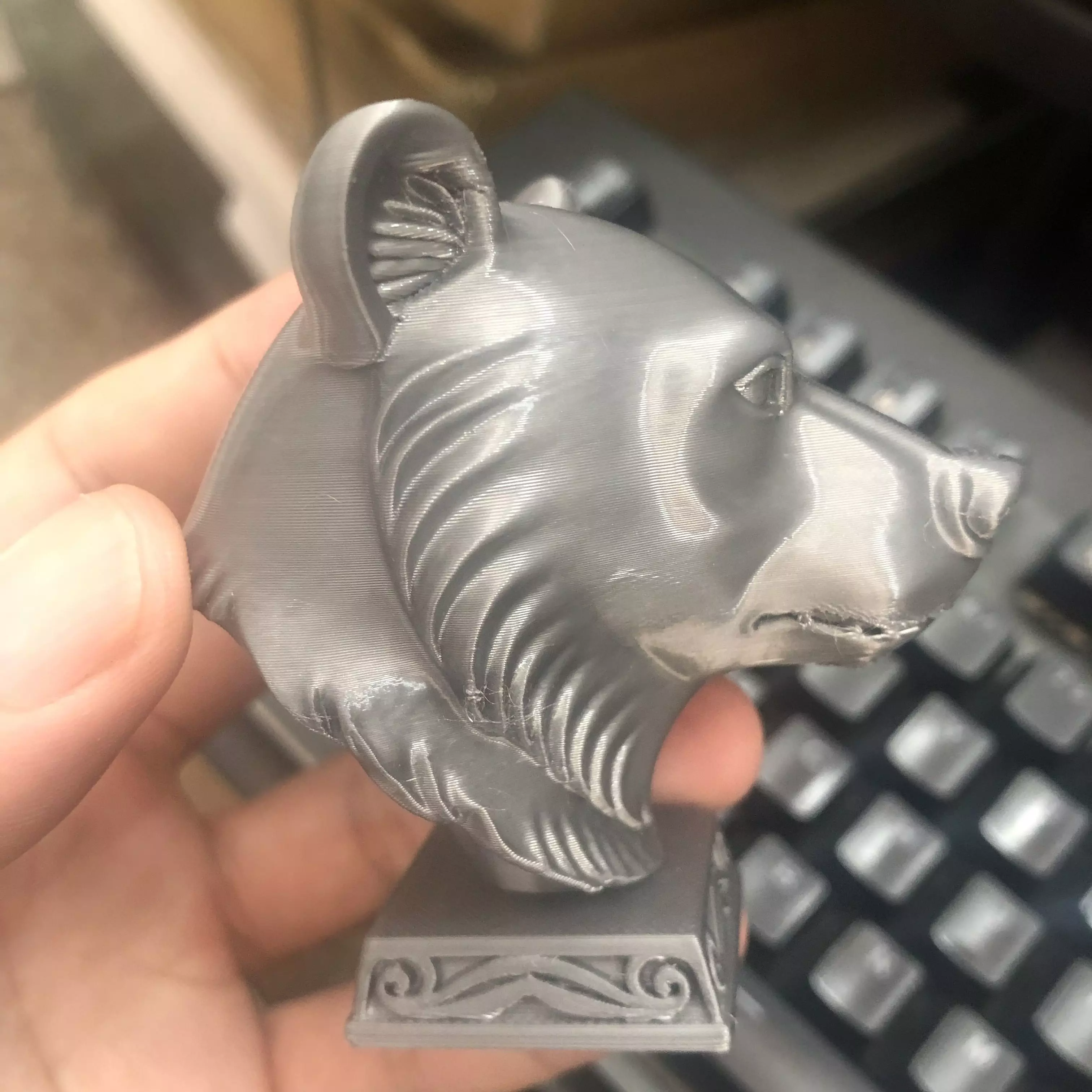 bear head sculpture 3D print model_1