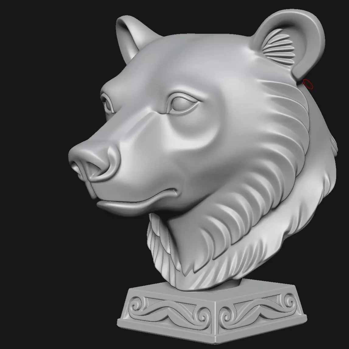 bear head sculpture 3D print model_11
