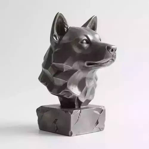 Dog head sculpture