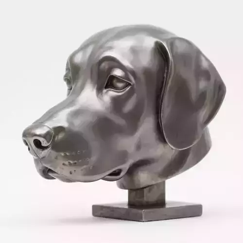 Dog head sculpture