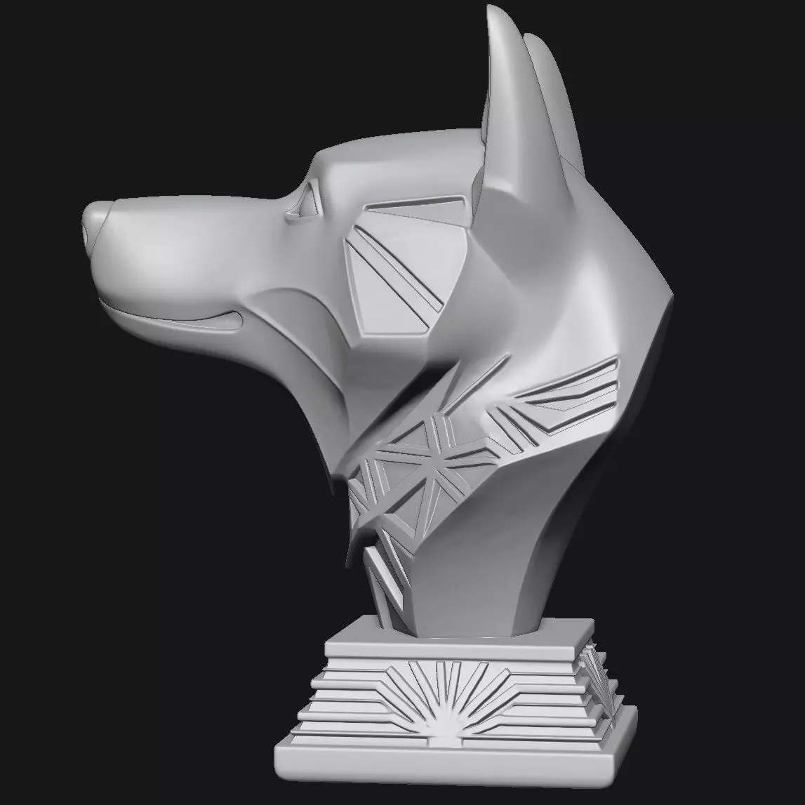 Dog head sculpture 3D print model_5