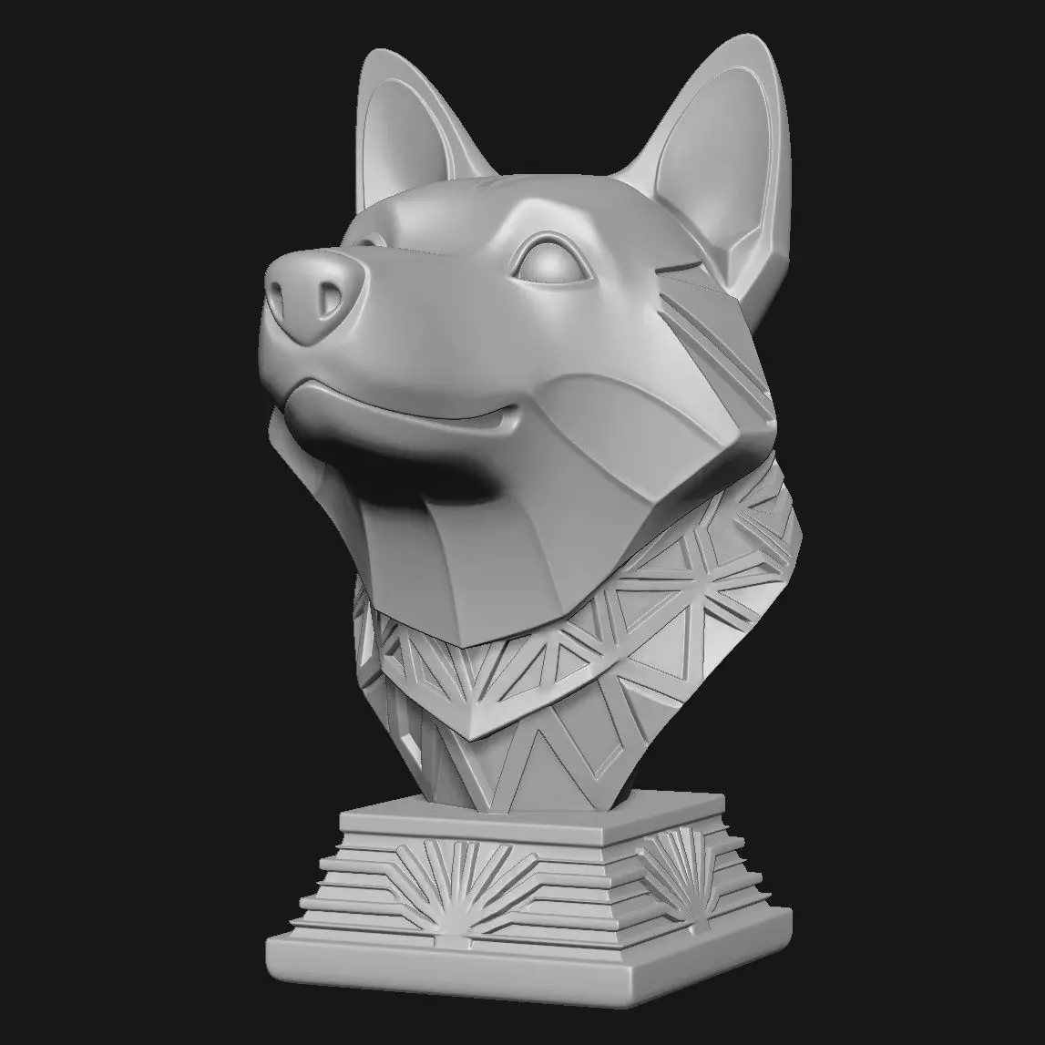 Dog head sculpture 3D print model_6