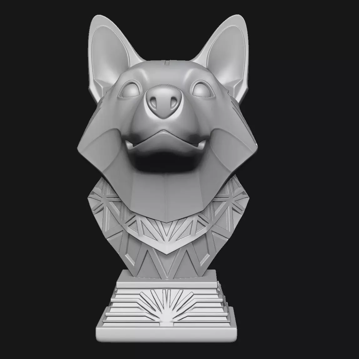 Dog head sculpture 3D print model_1