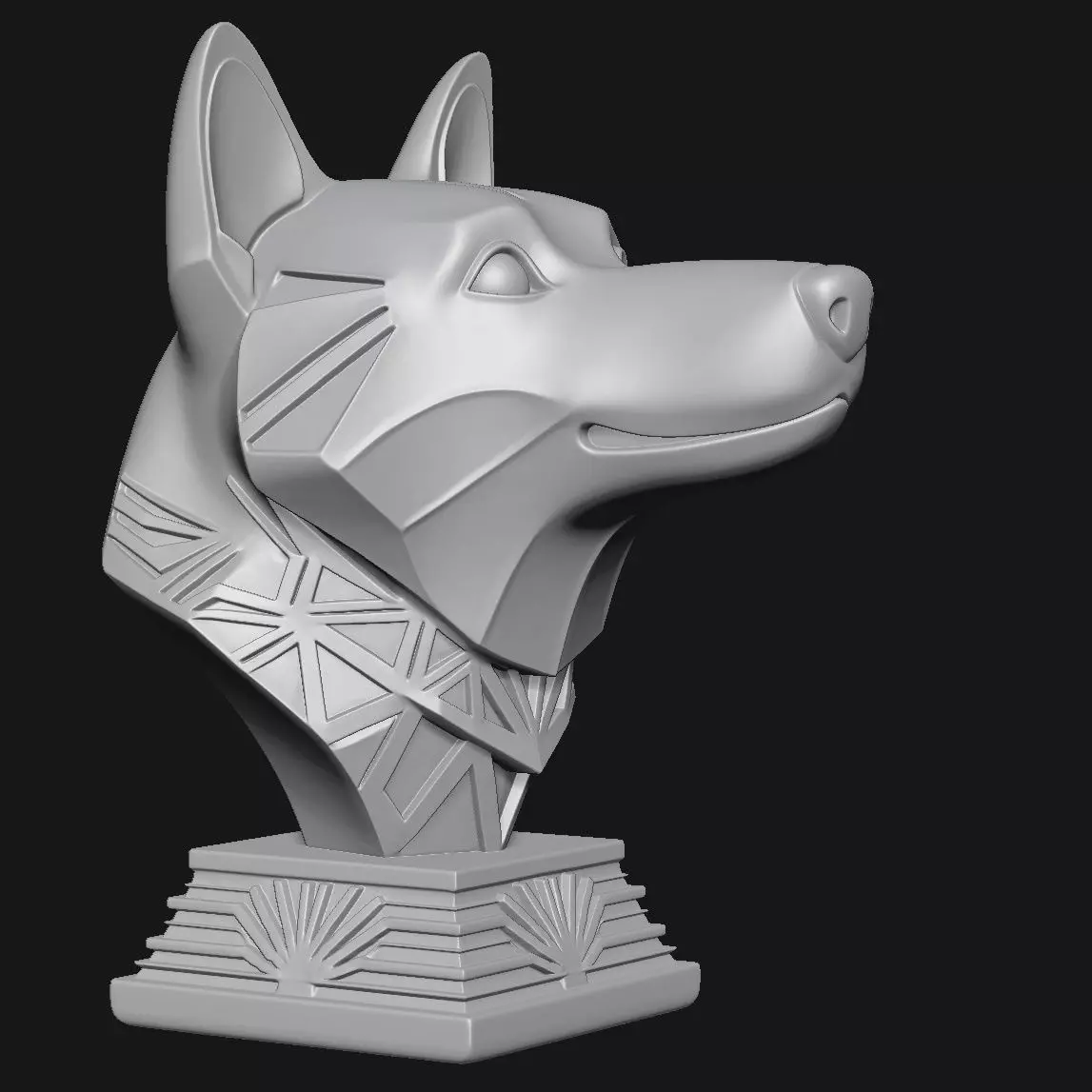 Dog head sculpture 3D print model_2