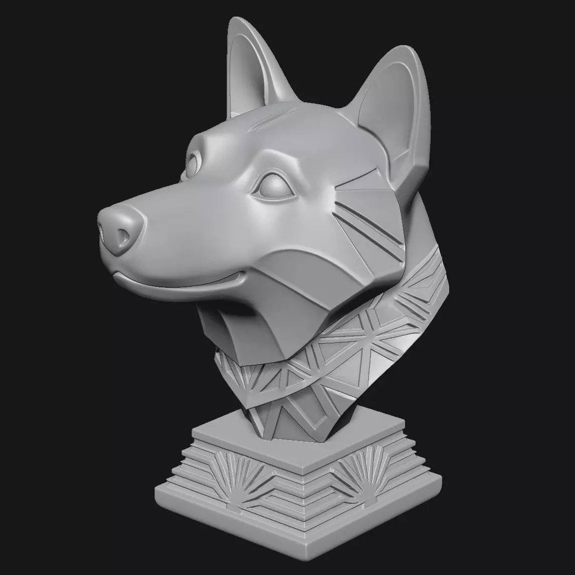 Dog head sculpture 3D print model_7