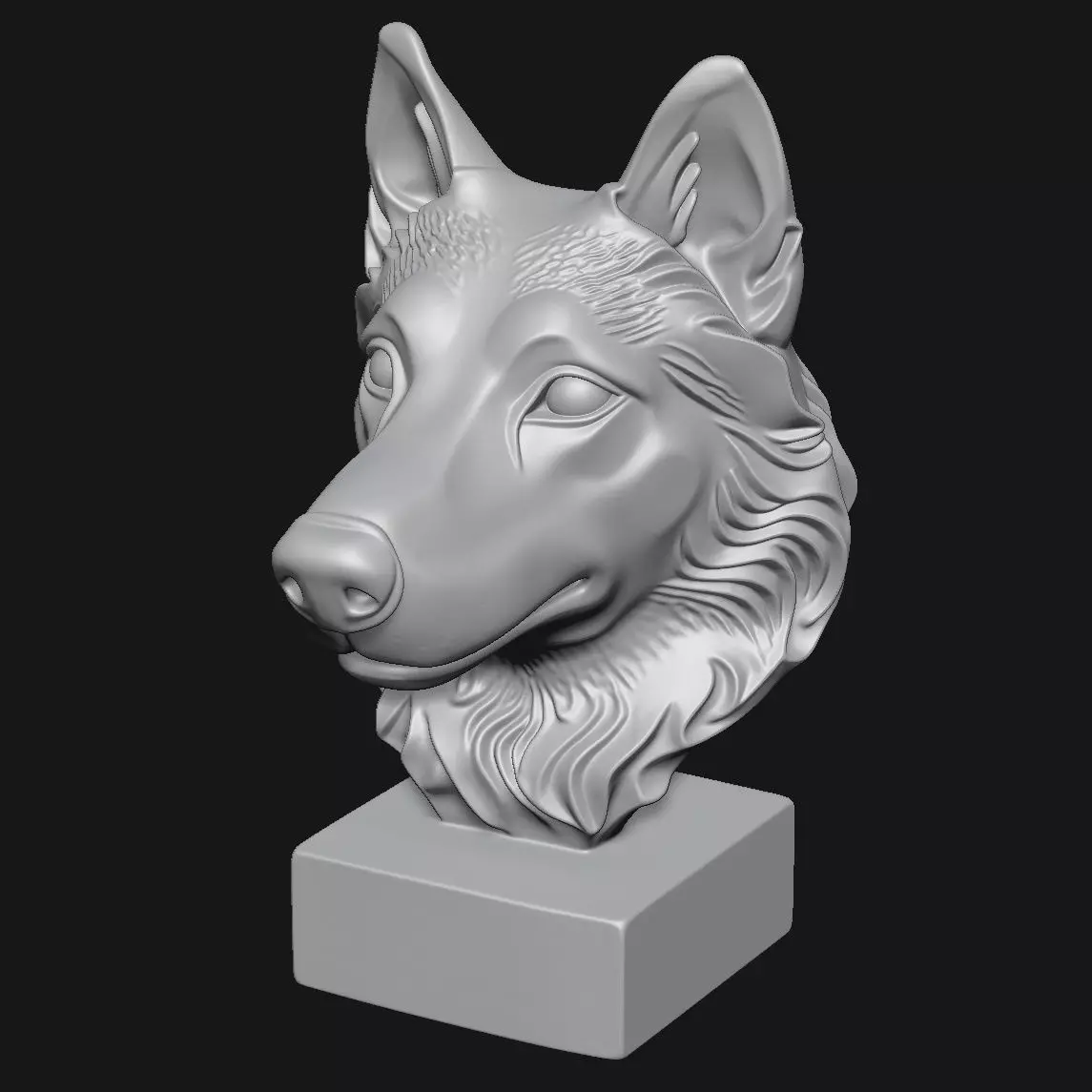 Dog head sculpture 3D print model_10