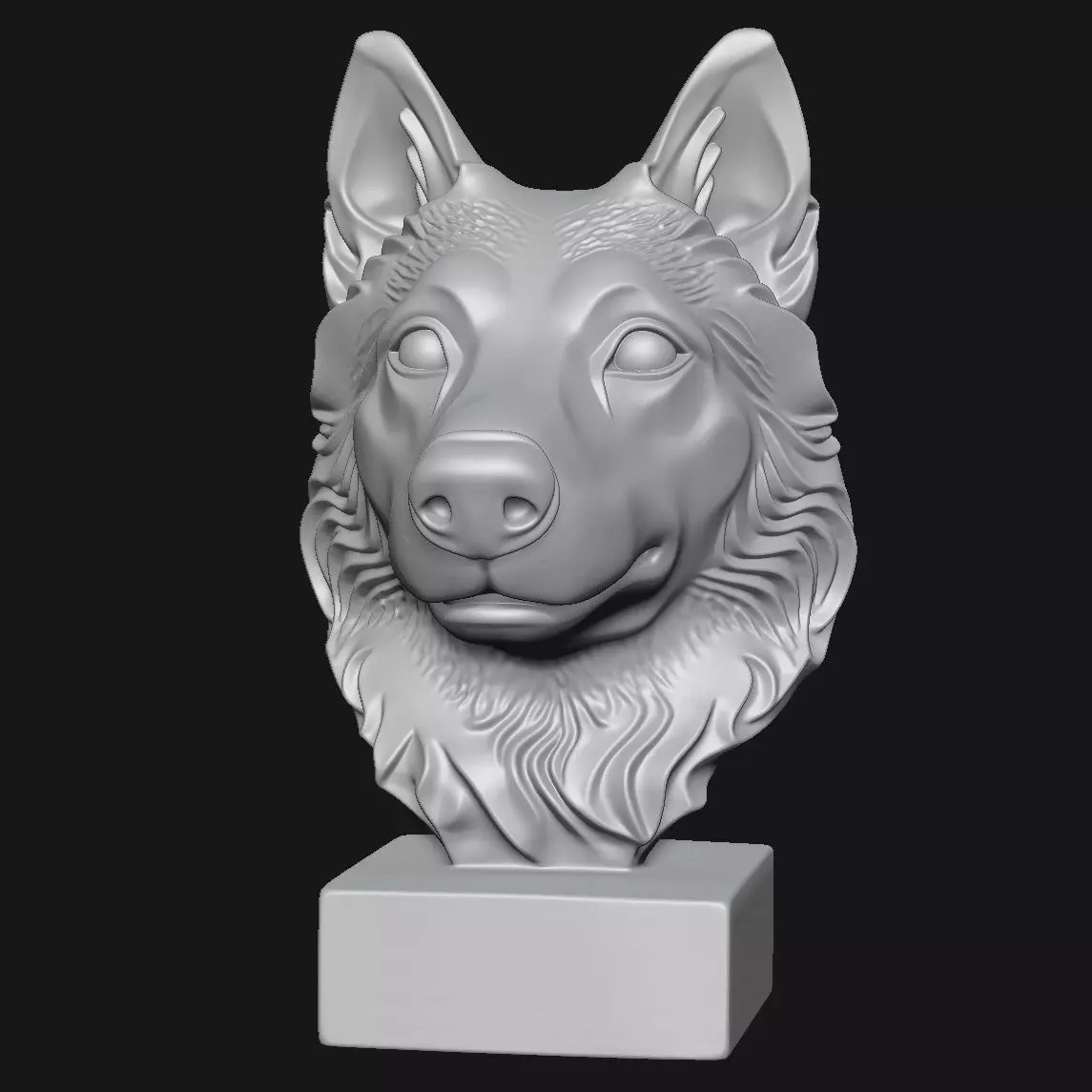 Dog head sculpture 3D print model_1