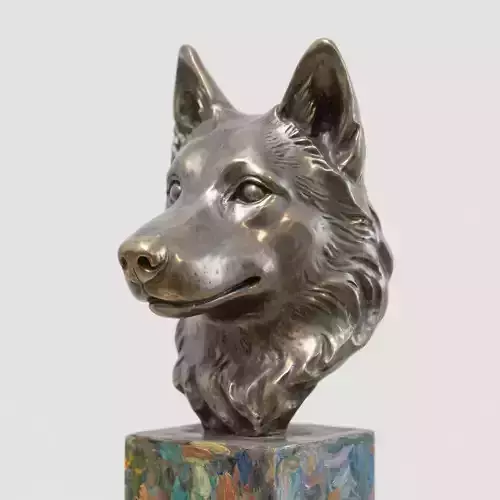 Dog head sculpture
