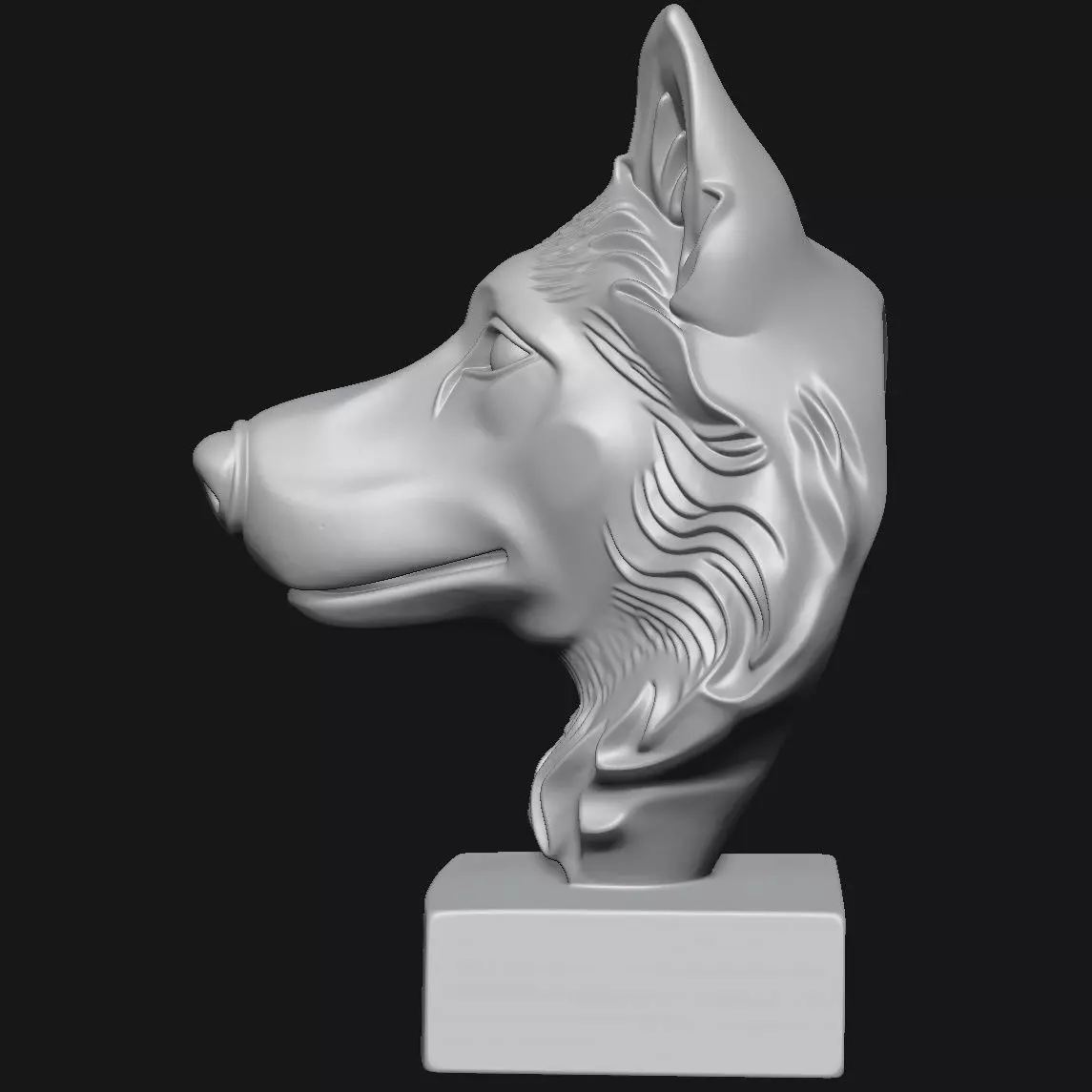 Dog head sculpture 3D print model_5